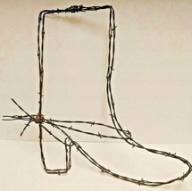 Barbed Wire Cowboy Boot With Spurs Decorative Western Americana Wall Han... - $49.54