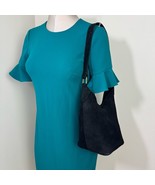 John Galt Cow Leather Shoulder Bag in Black Suede - $39.76