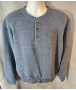 LL Bean Mens 100% Lambswool Henley Wool Sweater Long Sleeve Blue Gray XL... - £14.58 GBP