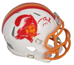 Tom Brady Autographed Buccaneers Throwback Speed Mini Helmet Fanatics - £1,546.03 GBP