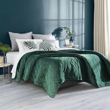 Dark Green Comforter With Velvet Texture King Size Soft And Warm 1 Pc - £95.86 GBP
