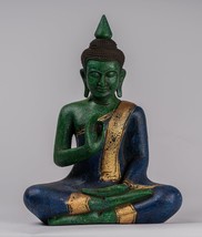 Antico Khmer Stile Cambodia Seduta Legno Buddha Statua Insegnare di Mudra - - $487.14