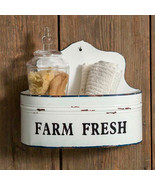 Farmhouse Tin  Wall caddy in distressed white - SALE - $51.97 CAD