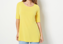 Susan Graver Modern Essentials Liquid Knit Tunic Dazzling Yellow, Small - £23.64 GBP