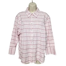 Fashion Bug Women&#39;s Button Up Top Plus Size 18/20W Pink White Striped St... - £20.17 GBP
