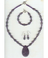 Amethyst and Purple Dyed Jasper Necklace Bracelet Earring Jewelry Set - $95.73 CAD