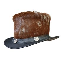 Cow Hair on Hide Crown Leather Top Hat - £205.67 GBP