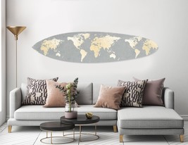 HomeRoots 370400 Gray Around the World Wood Surfboard Wall Art  18 x 1 x 76 in. - £430.57 GBP