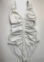 Newport News White One piece Swimsuit Womens size 10 braid front Retro - $20.00