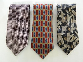 Mens Stafford Tie Lot of 3 Print Neckties - 100% Silk - £9.33 GBP