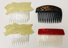 Vintage Hair Comb Lot 70’s Floral Tortoise Shell Red - $9.64