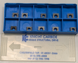 Pack of 10 NEW KC KNIGHT CARBIDE SPGA070304 SPGA Grade: KC57  CARBIDE IN... - $24.74
