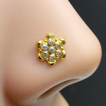 Real Gold Medusa Nose stud,14K White CZ Indian statement nose ring Push Pin - £32.45 GBP