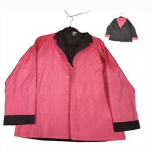 Chico’s Womens Size 3 Reversible Open Blazer Jacket Pink Black XL 16 3/4 Sleeve - £13.48 GBP