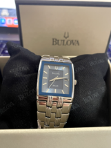 NEW* Bulova Mens 96B004 Blue Dial Stainless Steel Wrist Watch MSRP $199 - £94.26 GBP