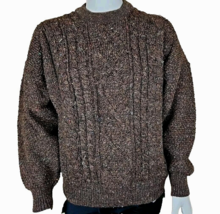 Country Collection Pure Wool Fisherman Sweater Mens XL Brown Cable Knit Ireland - $64.66