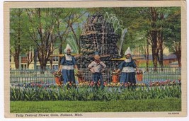 Michigan Postcard Holland Tulip Festival Flower Girls - £2.21 GBP