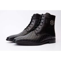 The Zeus Black Leather Lace-Up Men Boot with a Zipper image 2