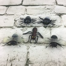 Insects Figures Lot Of 5 Black Spiders Ant Flies Rubber PVC Bugs Creepy ... - $9.89