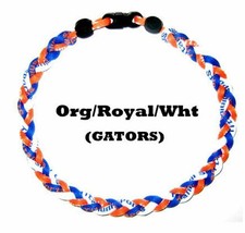3 Rope Tornado Braided Baseball Softball Necklace 18 20&quot; Gators Orange Royal Wht - £7.87 GBP