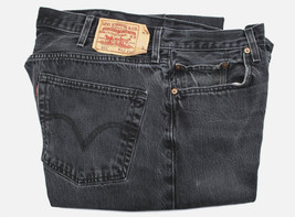 Levi&#39;s Mens 501 Faded Black Denim Red Tag Jeans Straight Leg Regular Fit 42x30 - £19.51 GBP