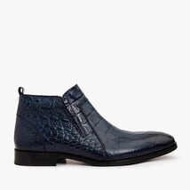 The Randor Navy Blue Crocodile Leather Side-Zip Dress Ankle Men Boot image 4