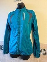 Athleta Teal Zip Front Jacket Thumb Hole Sleeves SZ S  - $64.35