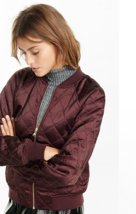 NWT Express Quilted Bomber Jacket size M Wine/Burgundy - $89.99