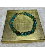 Teal Blue Glass Bead Bracelet - $34.68 CAD