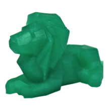 Green Geometric Lion, Handcrafted chiseled lion - $14.00