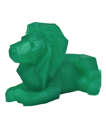 Green Geometric Lion, Handcrafted chiseled lion - $14.00