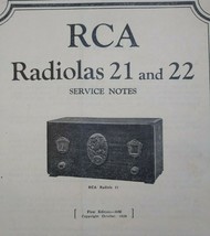 RCA Radiolas 21 and 22 Vintage Original Service Notes Manual Radio Victo... - £41.49 GBP