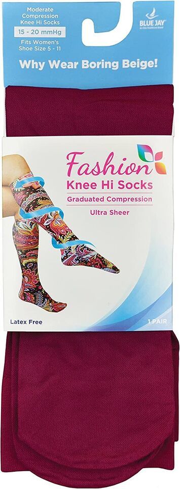 Blue Jay Fashion Socks - 15-20 mmHg - Perfectly Plum - Women&#39;s Shoe size... - $14.55