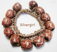 Cream OR Brown Printed Wooden Stretch Bracelets - £7.91 GBP