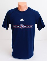 Adidas Chicago Fire Soccer Club Blue Short Sleeve Tee T Shirt Men&#39;s NWT - £35.34 GBP