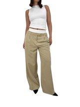 Whiteroom+Cactus boxer waist wide leg trousers in Tan - £32.39 GBP