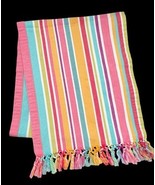 Pier 1 Multi Color Striped Table Runner Tassels Fringed 72&quot; Bright Pinks... - $26.59 CAD