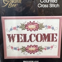 Golden Bee Counted Cross Stitch Kit 60349 WELCOME 7&quot; x 5&quot; Includes Frame... - £8.55 GBP