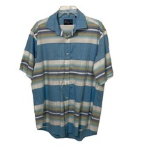 Charleston Threads Blue Stripes Button Up Mens Shirt Size Large Cotton S... - £13.31 GBP