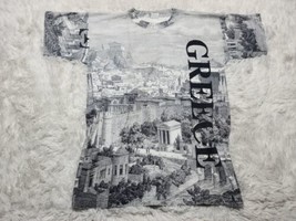 Greece All Over Print Shirt L 2-SIDED AOP Parthenon Statues Cyrillic VTG... - $22.46