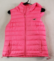 Hollister Vest Womens Small Pink 100% Polyester Pockets Sleeveless Full Zip EUC - £14.76 GBP