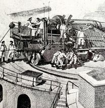 Land Battery Revolving Gun Victorian 1898 Print Cuba&#39;s Freedom Spanish W... - $550.13 MXN