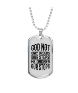 He Orders Our Stops Necklace Stainless Steel or 18k Gold Dog Tag 24&quot; Chain - £37.81 GBP+