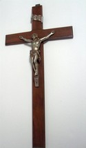 Large 19 inch Oak Wall Crucifix w/Pewter Corpus - $19.99