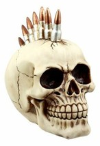 Rebel Bullet Mohawk Punk Skull Figurine Military Rifle Ammo Skeleton Head Decor - £19.15 GBP