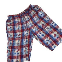 Vintage 90&#39;s High Rise Floral Check Mom Shorts L Pull On Cottagecore Grandma - £11.72 GBP