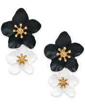 Inc Gold-Tone Double Flower Drop Earrings - £9.41 GBP