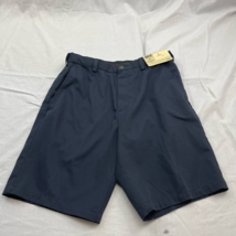 Haggar Mens Chino Shorts Blue 100% Cotton Flat Front Pockets Zipper 30 New - £14.70 GBP