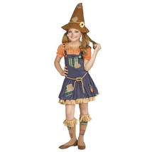 NEW Scarecrow Girls Halloween Costume Medium 7-8 Dress w/Belt Hat Knee Highs Oz - £20.05 GBP