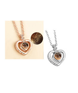Heart Love Friendship Pendant Projection Necklace I love you in 100 Lang... - $154.79 MXN